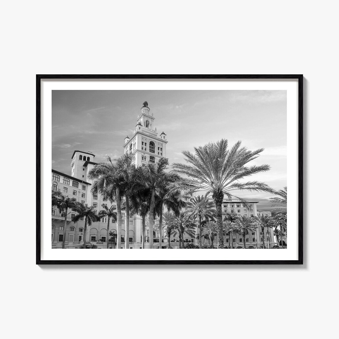 Coral Gables Black And White Travel Poster