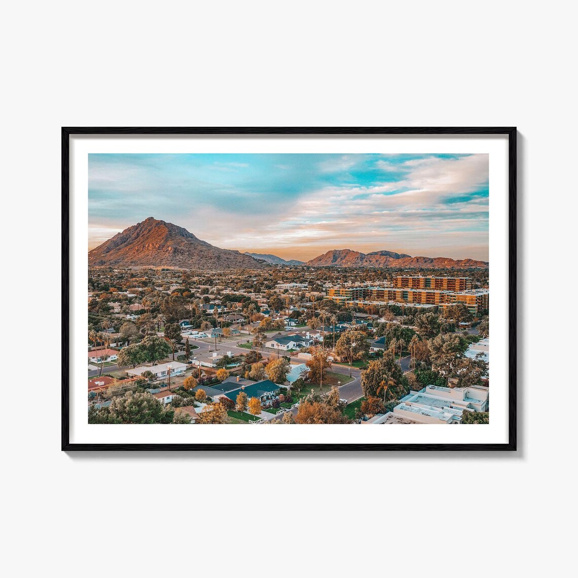 Scottsdale Arizona Camelback Mountain Sunset Desert Aerial Print