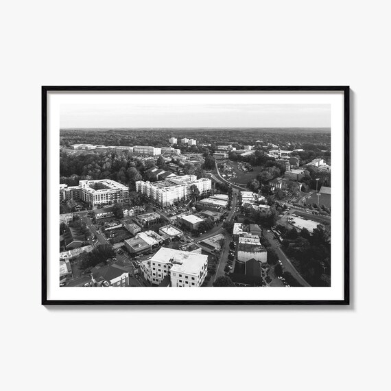 Clemson Aerial Black And White College Town Photography Poster