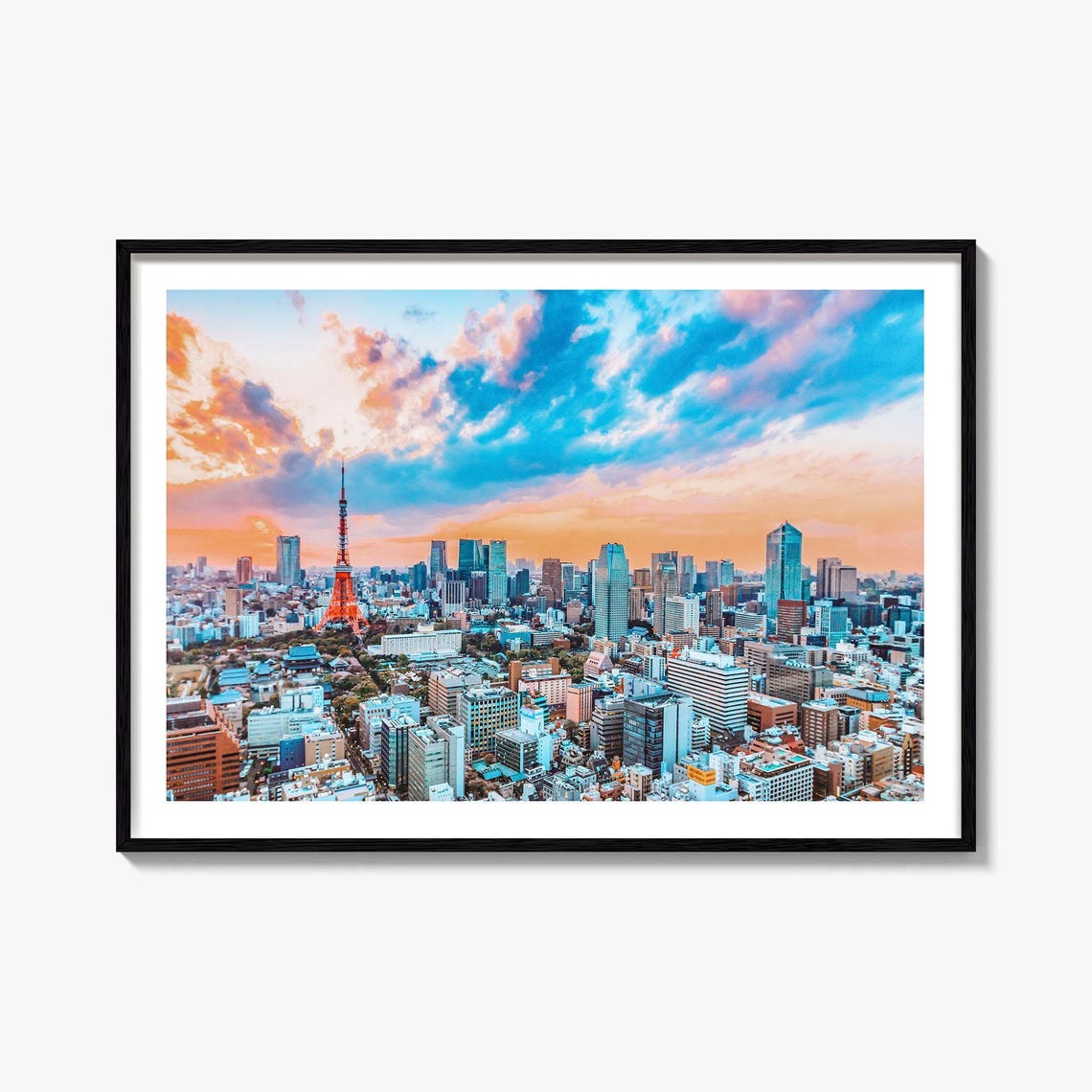 Tokyo Tower Japan Sunset Skyline Colorful City Panorama Poster