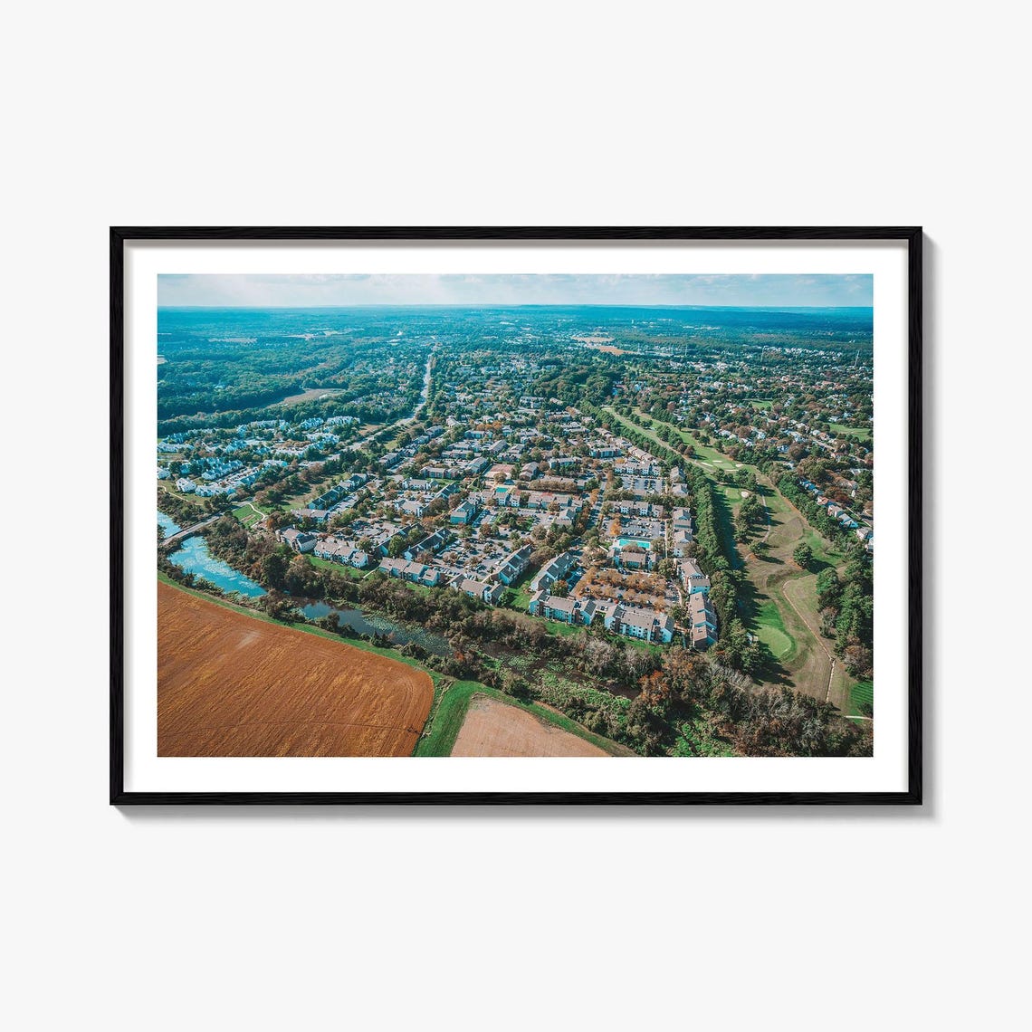 Princeton New Jersey Aerial Neighborhood Fields Green View Poster