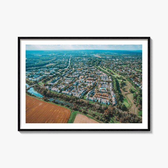 Princeton New Jersey Aerial Neighborhood Fields Green View Poster