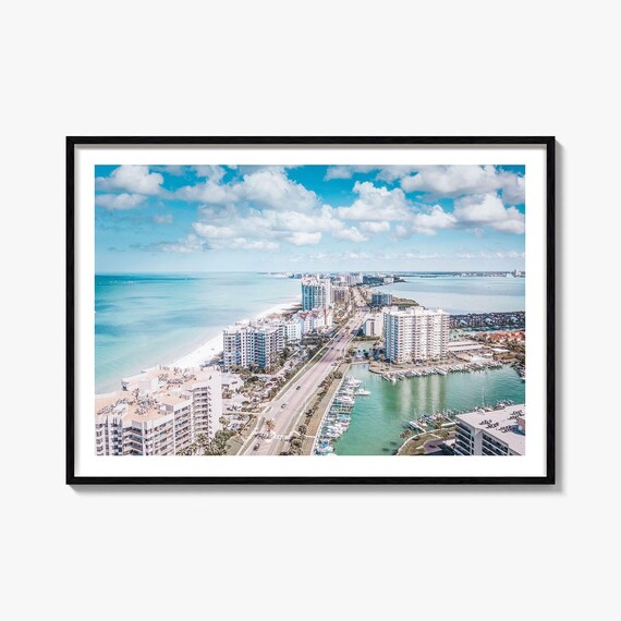 Clearwater Florida Turquoise Aerial Beach Coastline Photo Poster