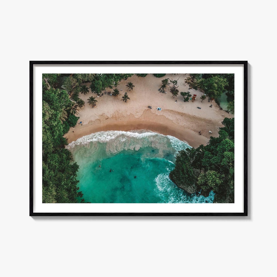Jamaica Tropical Beach Cove Aerial Turquoise Ocean Water Poster