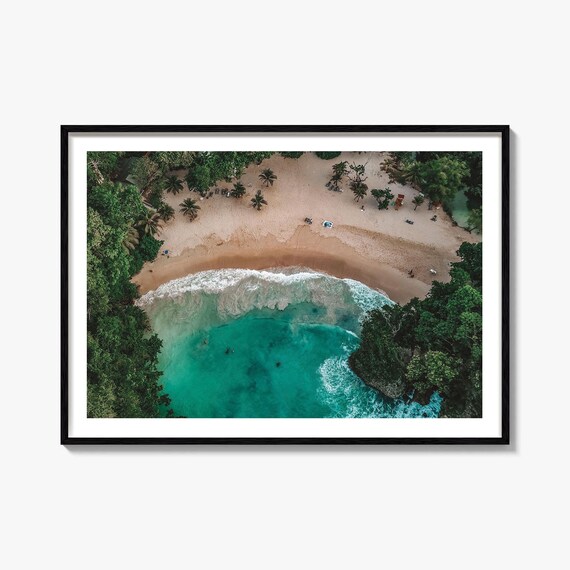 Jamaica Tropical Beach Cove Aerial Turquoise Ocean Water Poster