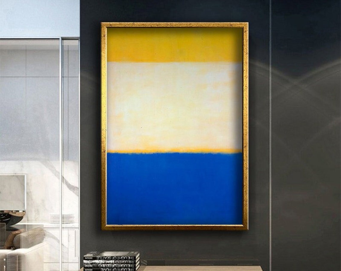 Mark Rothko Style Yellow White Blue Color Field Abstract Wall Poster