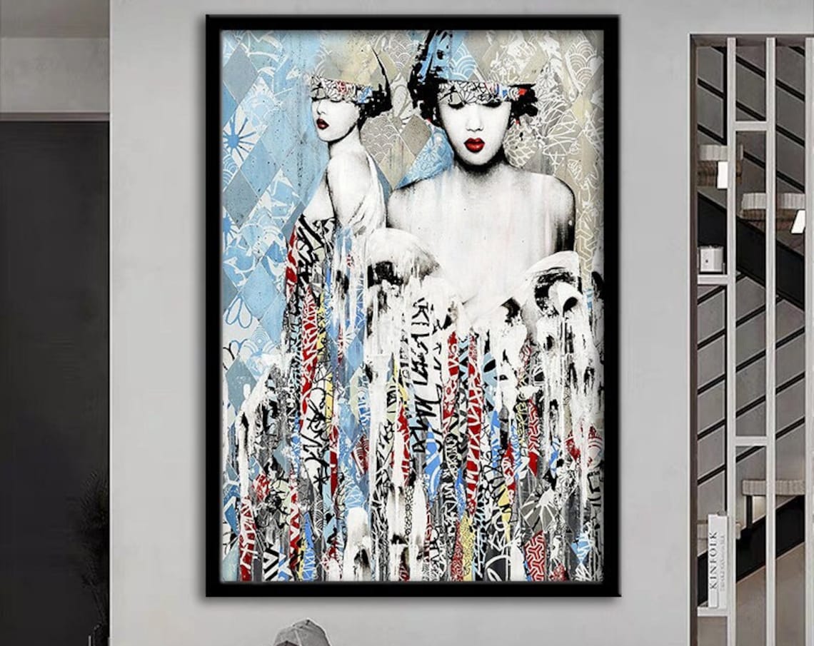 Graffiti Pop Art Twin Women Bold Street Style Modern Art Poster