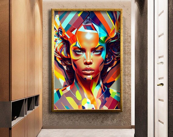 Modern Design Colorful African Woman Print Wall Painting Abstract Design Ready To Hang Painting Gift Print