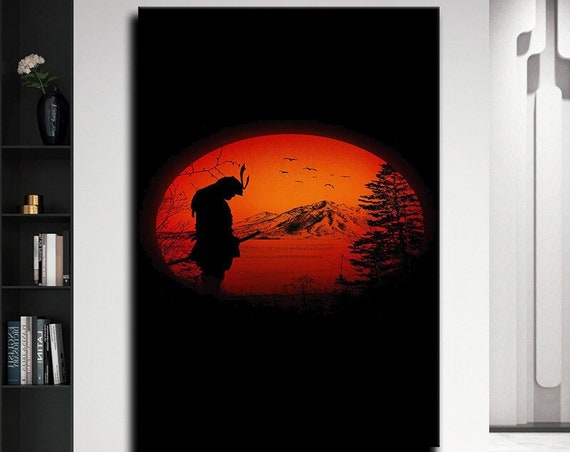 Warrior And Sunset Print Wall Painting Wall Art Ready To Hang Painting Gift Print