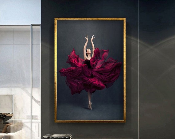 Ballerina Wall Decor Ballerina In Red Dress Print Modern Art Wall Decor Wall Art Ready To Hang Painting