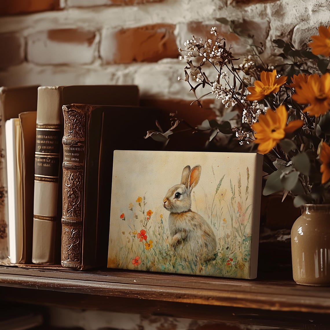 Cute Bunny In Blooming Meadow Of Red And Yellow Poppies Poster - Image 4