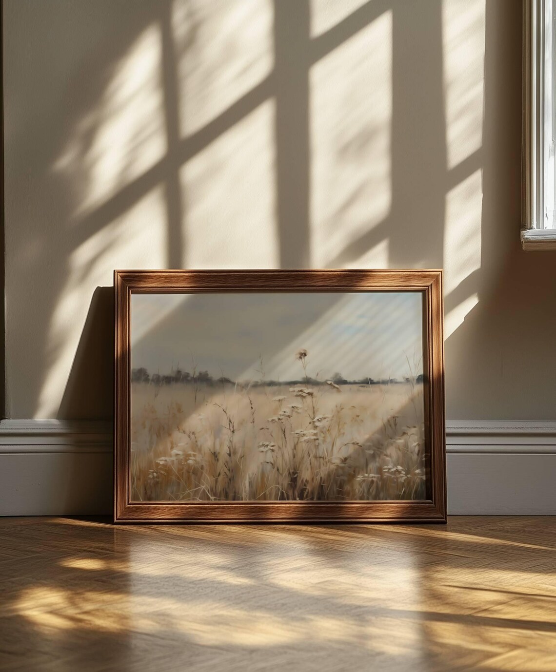 English Meadow Painting Tall Grass And White Wildflowers Poster - Image 5