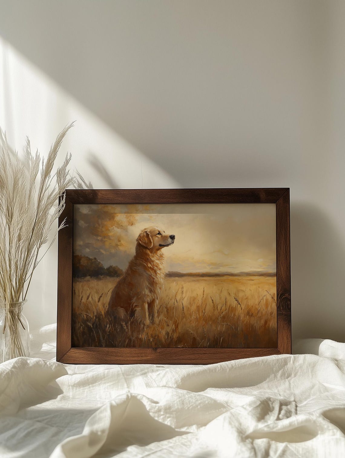 Golden Retriever Painting Dog In Wheat Field Sunset Art Print - Image 8