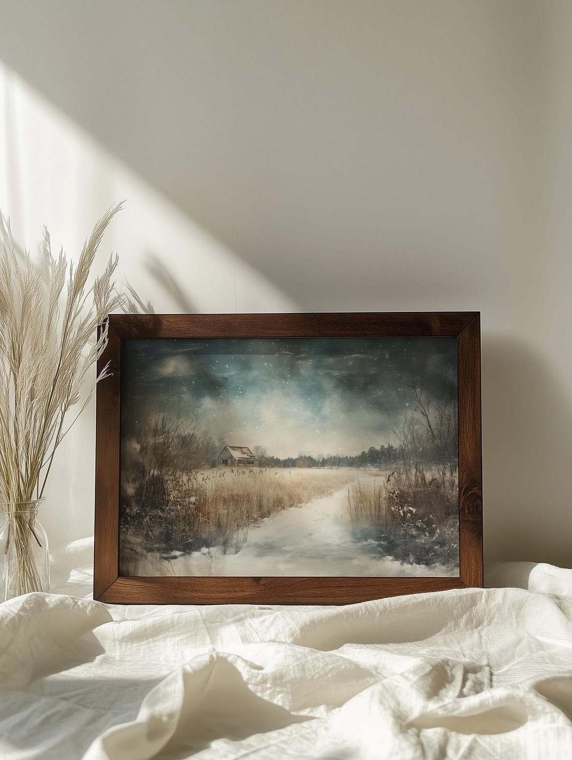 Snowy Winter Farmhouse Barn Scene Rustic Christmas Decor Poster - Image 7