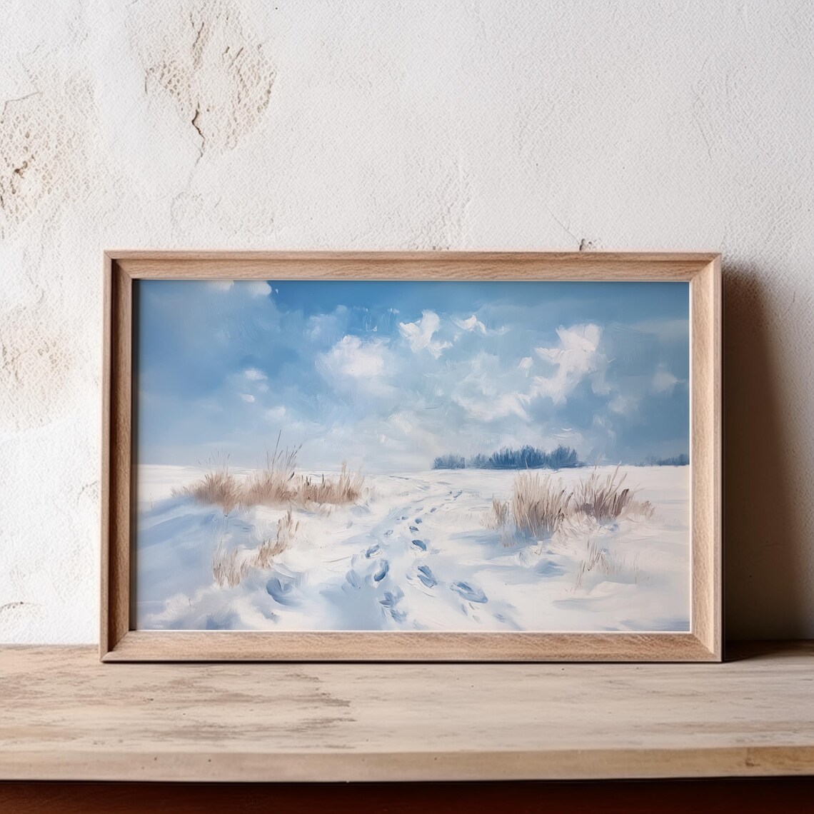 Footprints in the Snow, Winter Scene Art Print - Image 4