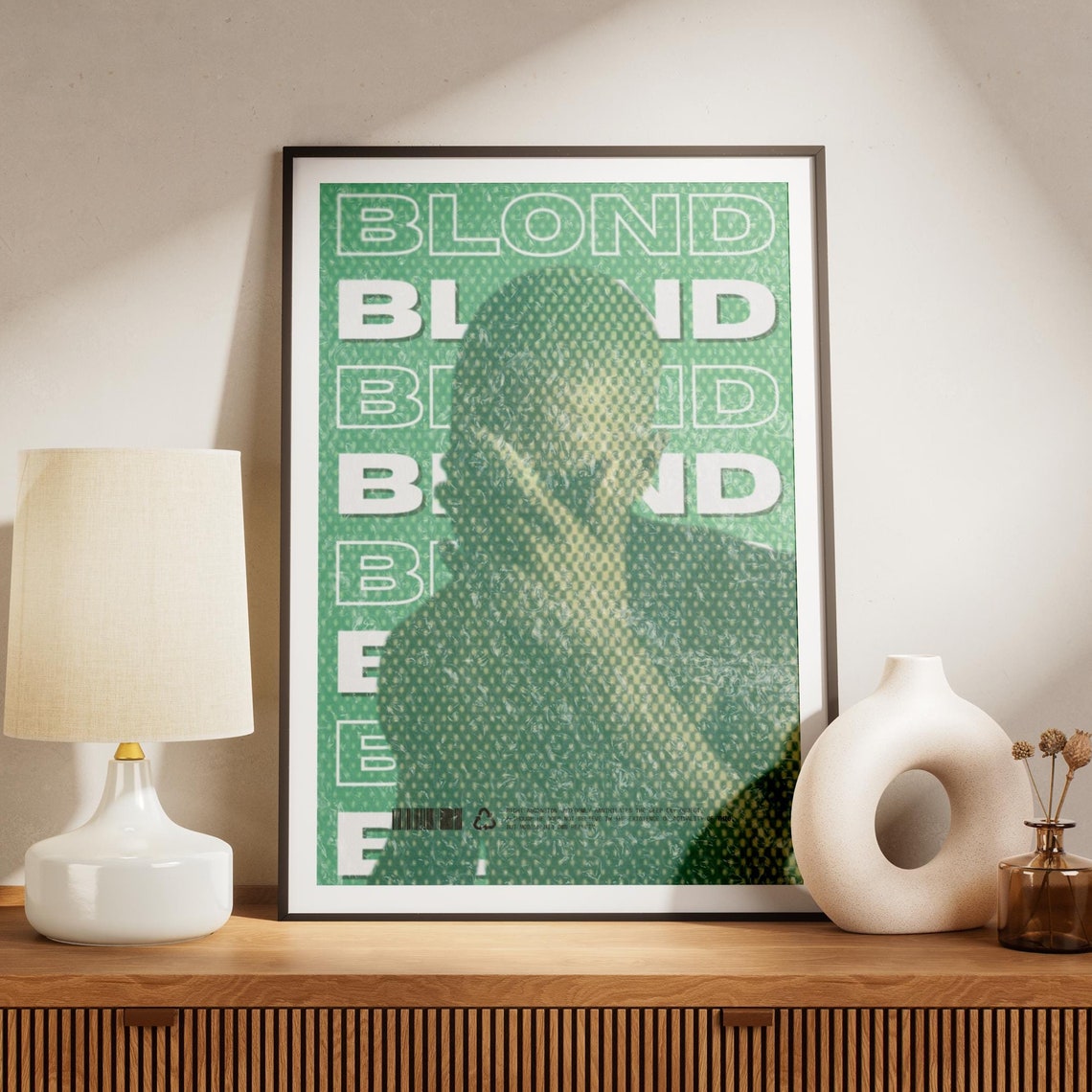 Frank Ocean Blond Green Halftone Silhouette Stacked Type Music Poster