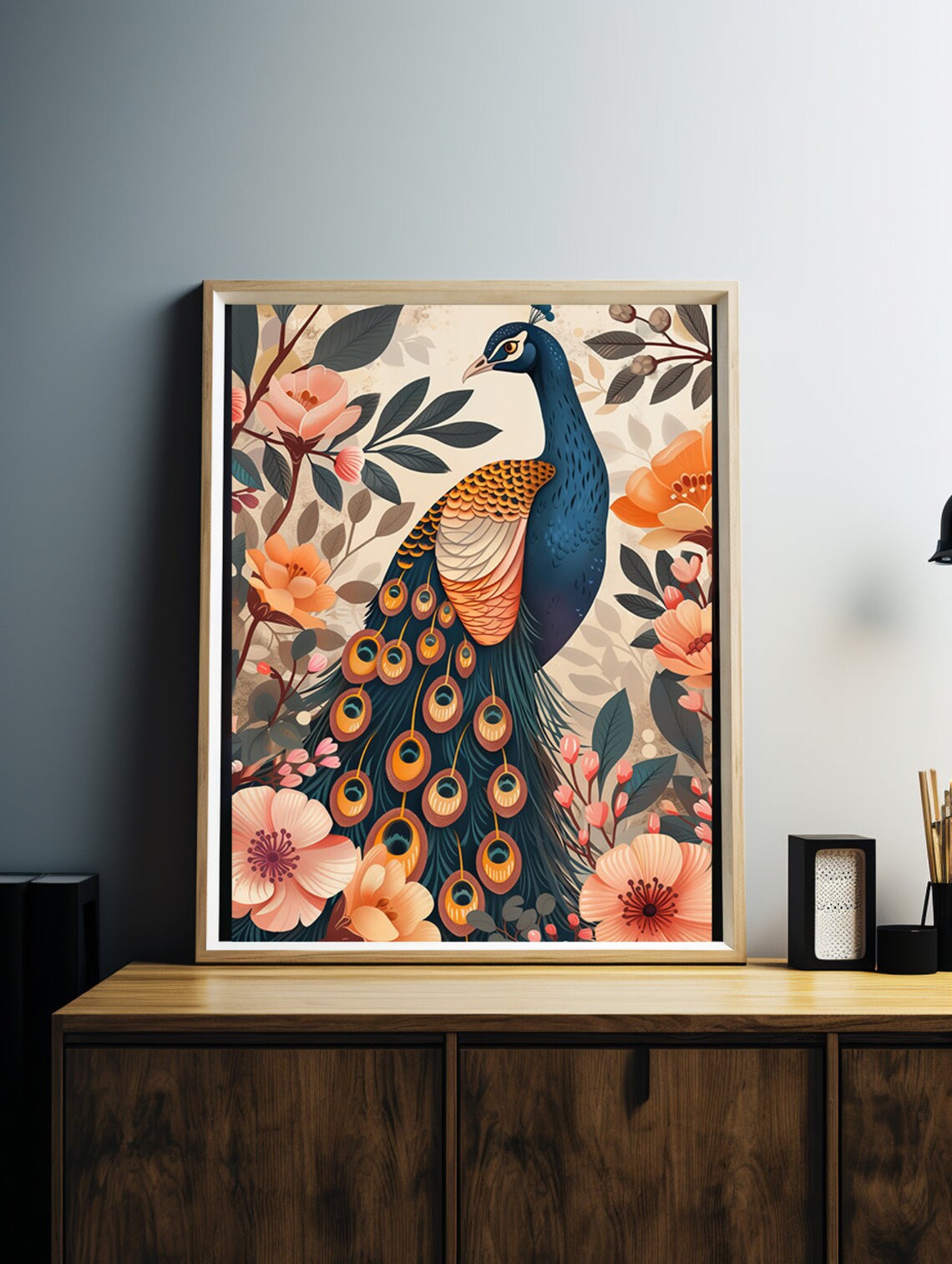 Pink Peacock Vintage Art Print, Antique Wall Decor - Image 3