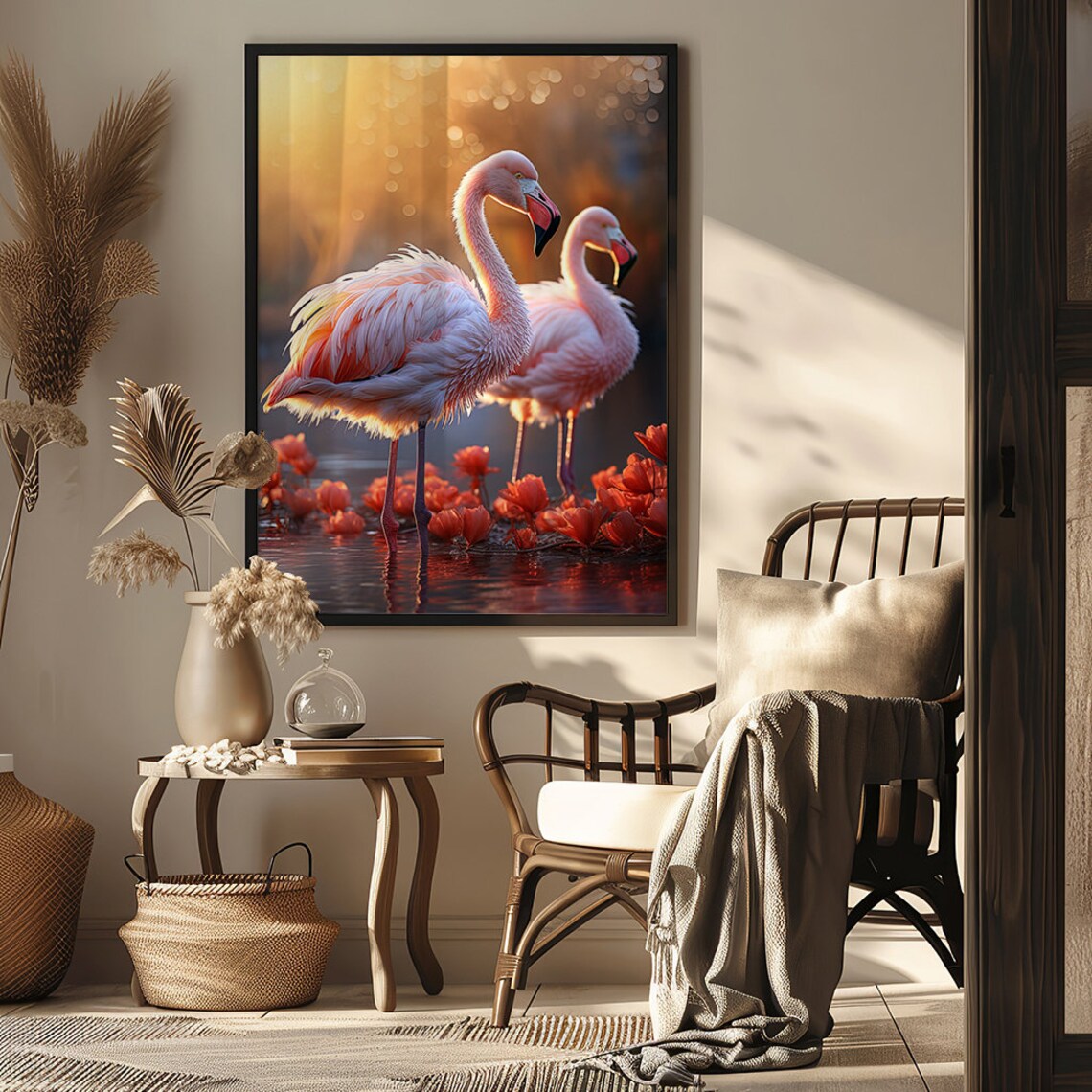 Flamingo Sunset Wall Art Print, Pink Home Decor - Image 6