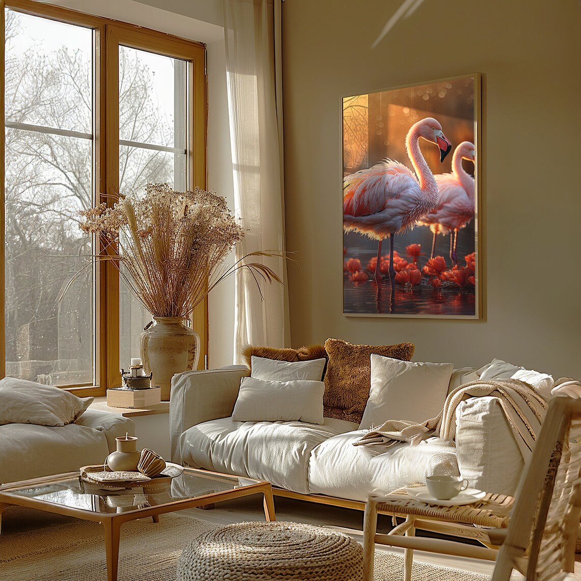 Flamingo Sunset Wall Art Print, Pink Home Decor - Image 2