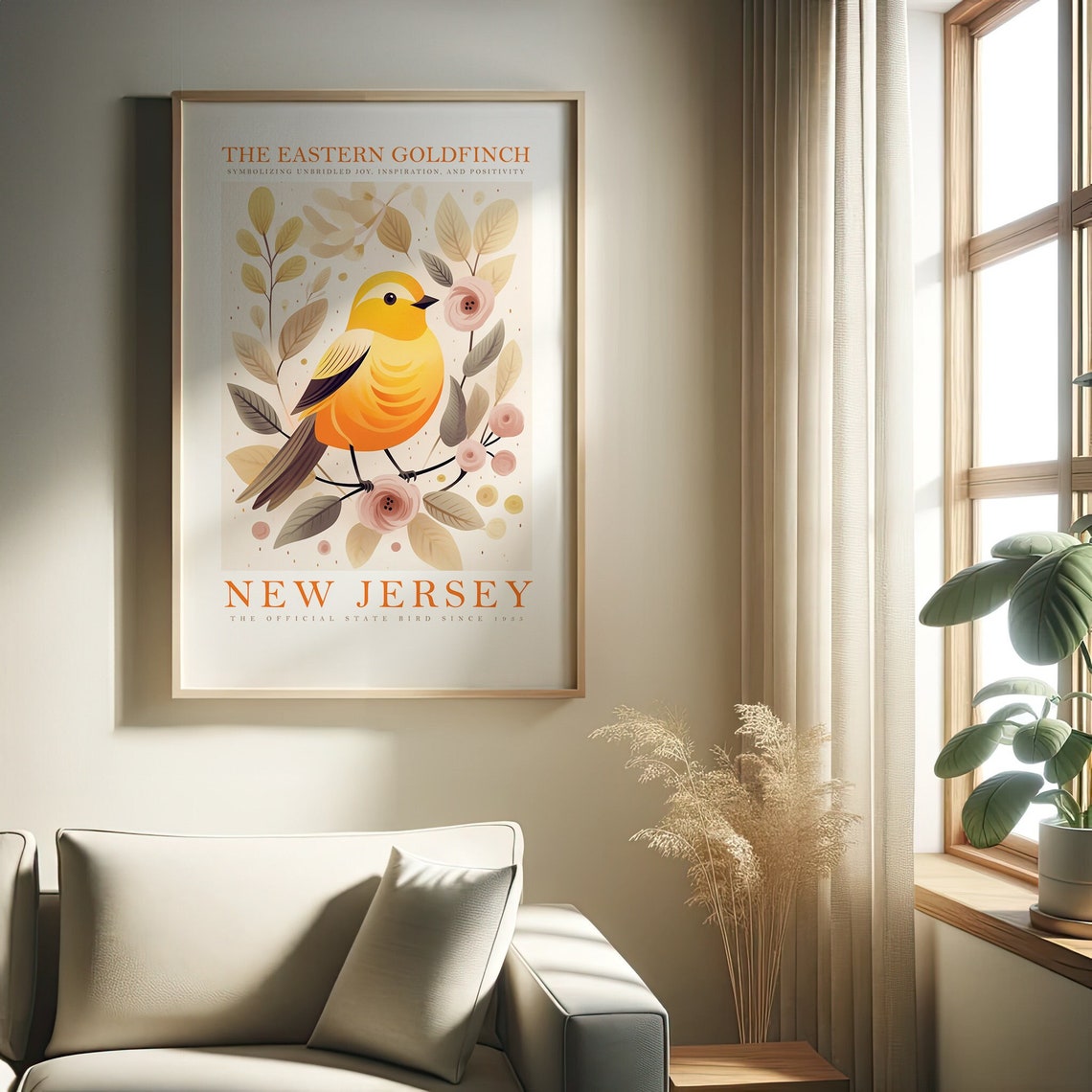 Eastern Goldfinch New Jersey State Bird Joy Floral Art Poster