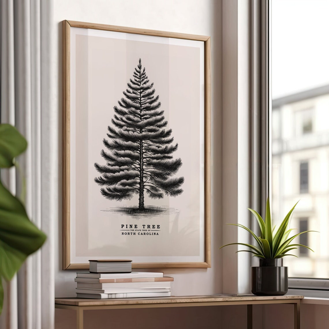 North Carolina Pine Tree State Tree Vintage Botanical Sketch Poster