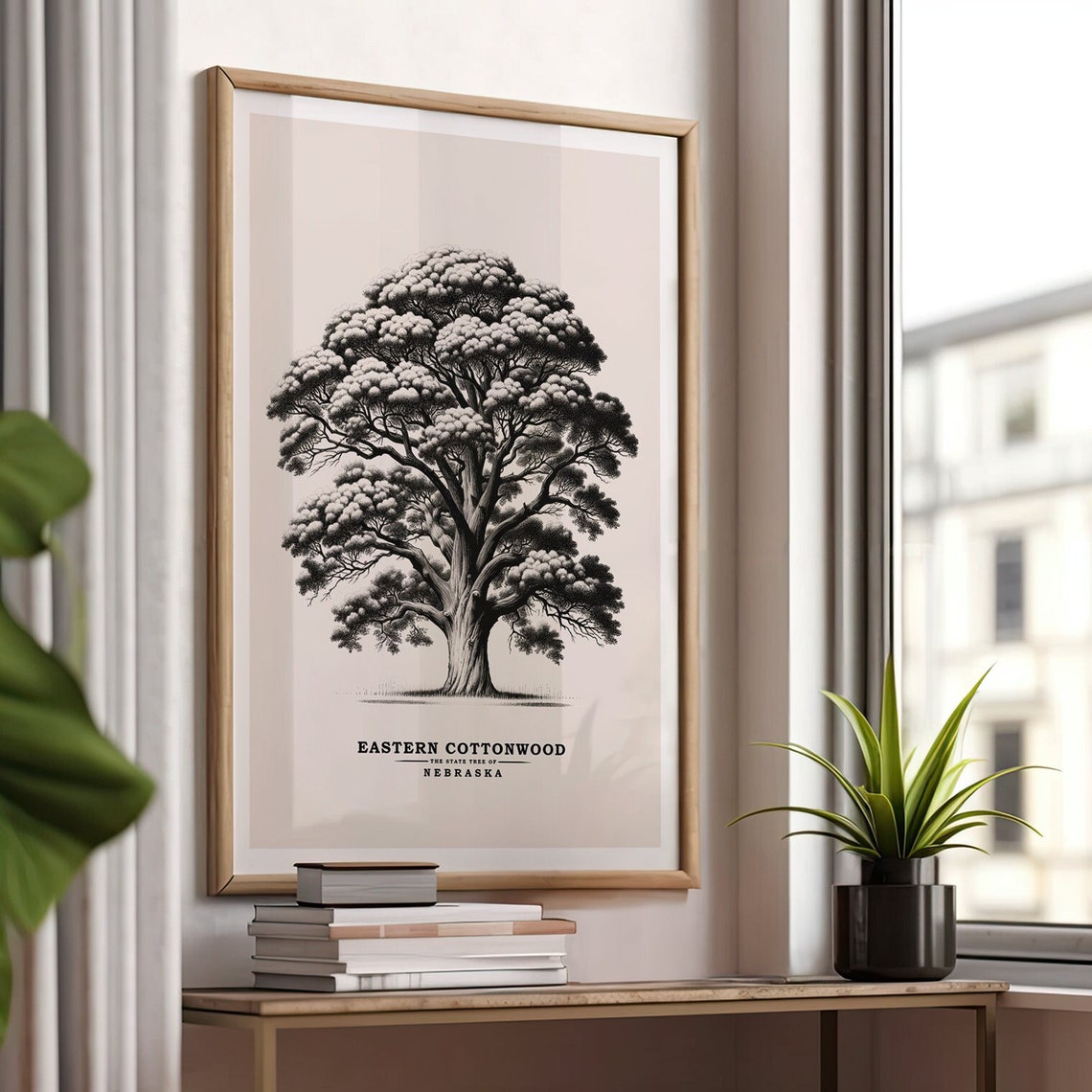 Eastern Cottonwood Nebraska State Tree Vintage Botanical Sketch Poster
