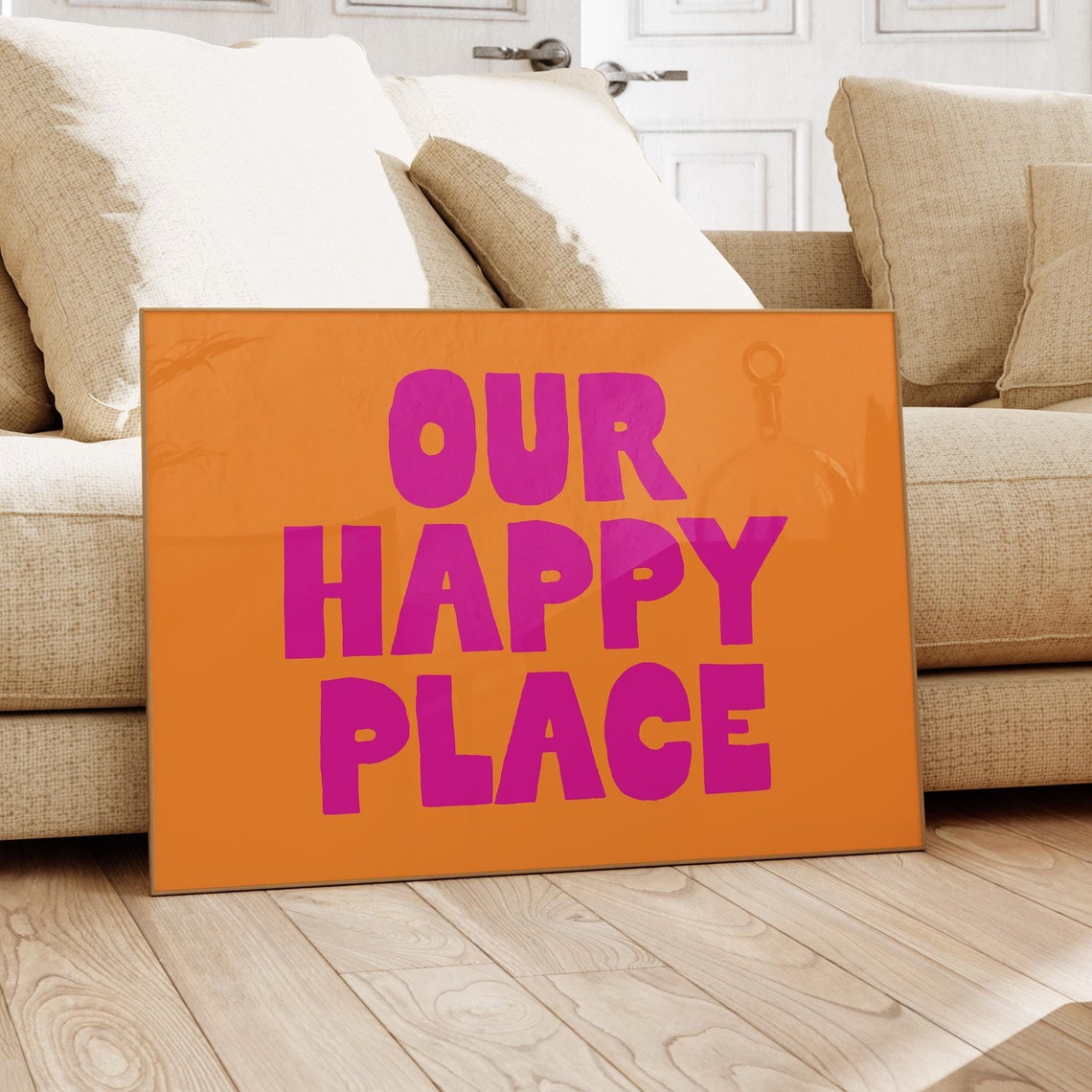 Our Happy Place Wall Art Horizontal Colourful Poster Above Bed Wall Art Dopamine Prints