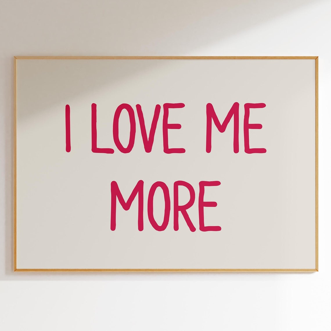 I Love Me More Pink Hand Lettered Self Love Affirmation Poster - Image 4