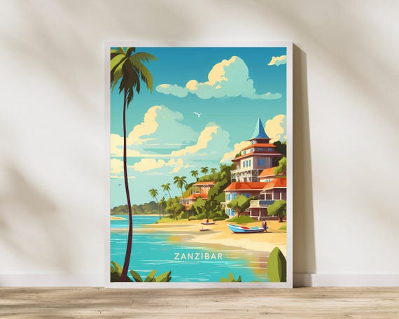 Zanzibar Tanzania Travel Print Poster Wall Art Vintage Deco