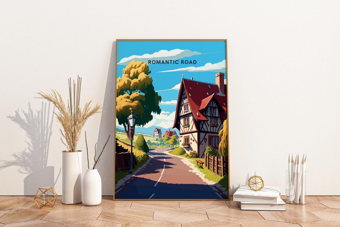 Romantic Road Half-Timbered Village Travel Art Print Germany