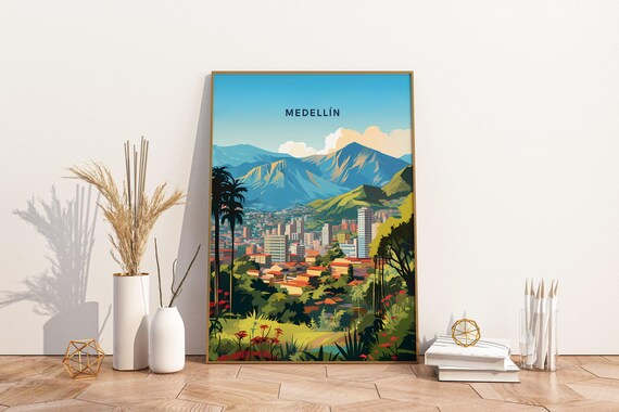 Medelln Colombia Travel Print Poster Wall Art Vintage Deco