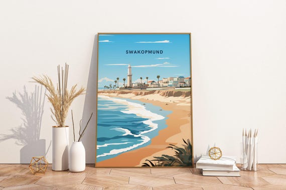 Swakopmund Namibia Travel Poster Print Wall Art Vintage Deco