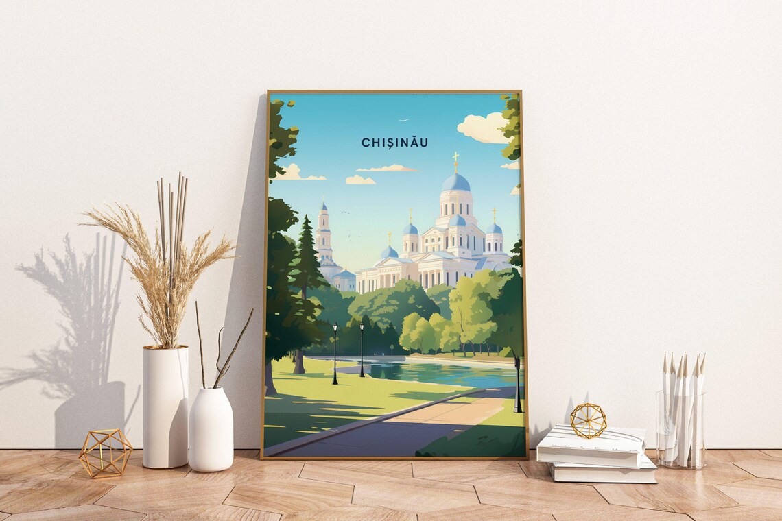 Chisinau Moldova Grand White Cathedral City Park Travel Poster