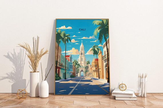 Cali Colombia Travel Print Poster Wall Art Vintage Decor