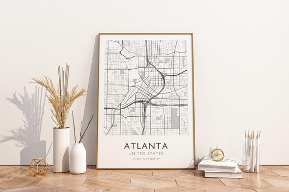 Atlanta Georgia United States Minimalist City Street Map Coordinates Art Print