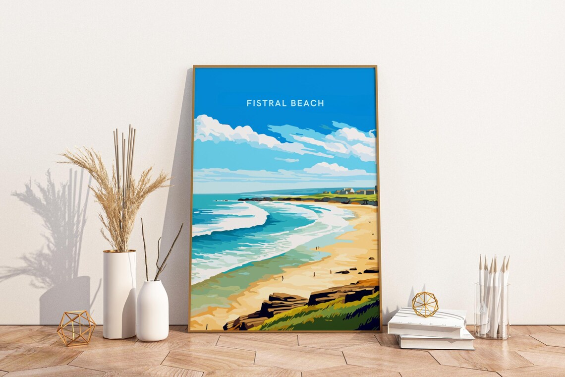 Fistral Beach Newquay Surf Waves Golden Sand Coast Travel Poster