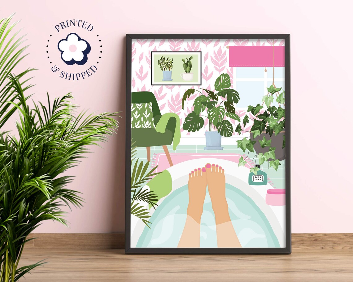 Boho Tropical Bathroom Botanical Art Print