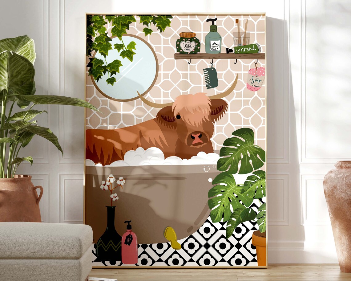 Highland Cow Kids Maximalist Poster Print