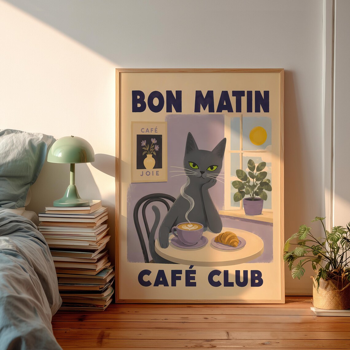 Cat Coffee Poster, Vintage Cafe Wall Art