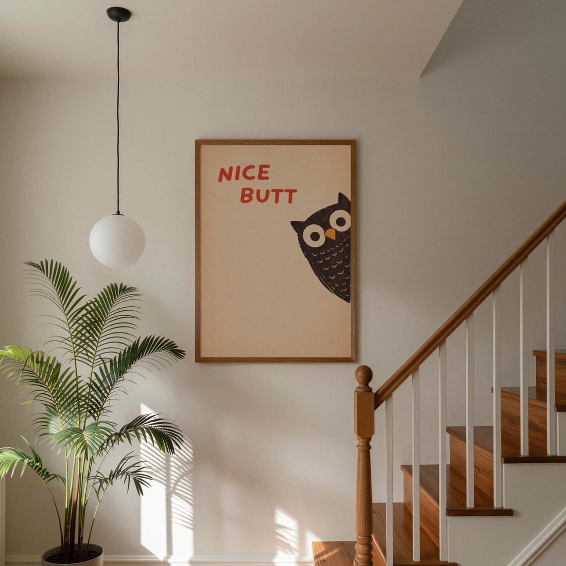 Funny Owl Nice Butt Vintage Bathroom Art Print
