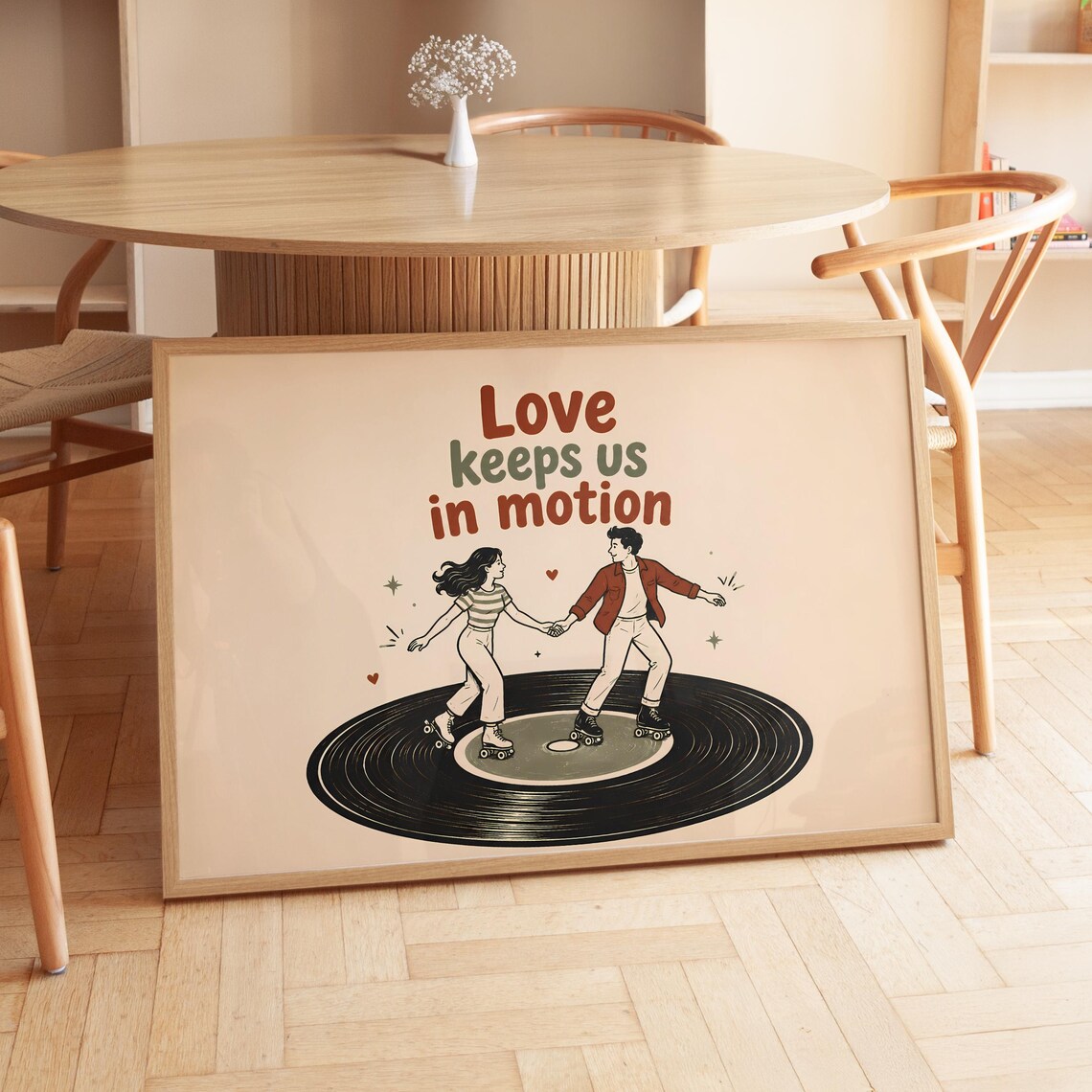 Love Keeps Us In Motion Roller Skating Couple
