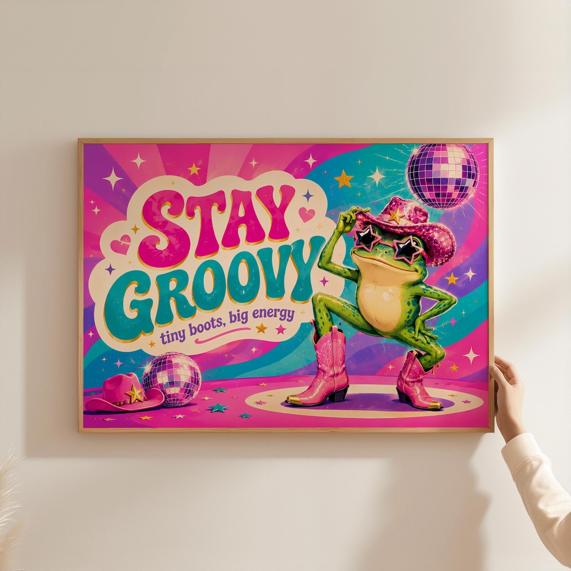 Disco Cowboy Frog, Retro Maximalist Dorm Decor