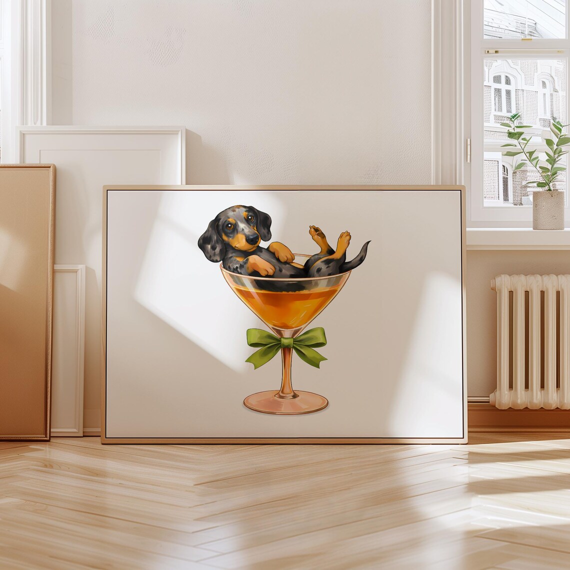 Dachshund Poster, Funny Dog In Cocktail Glass