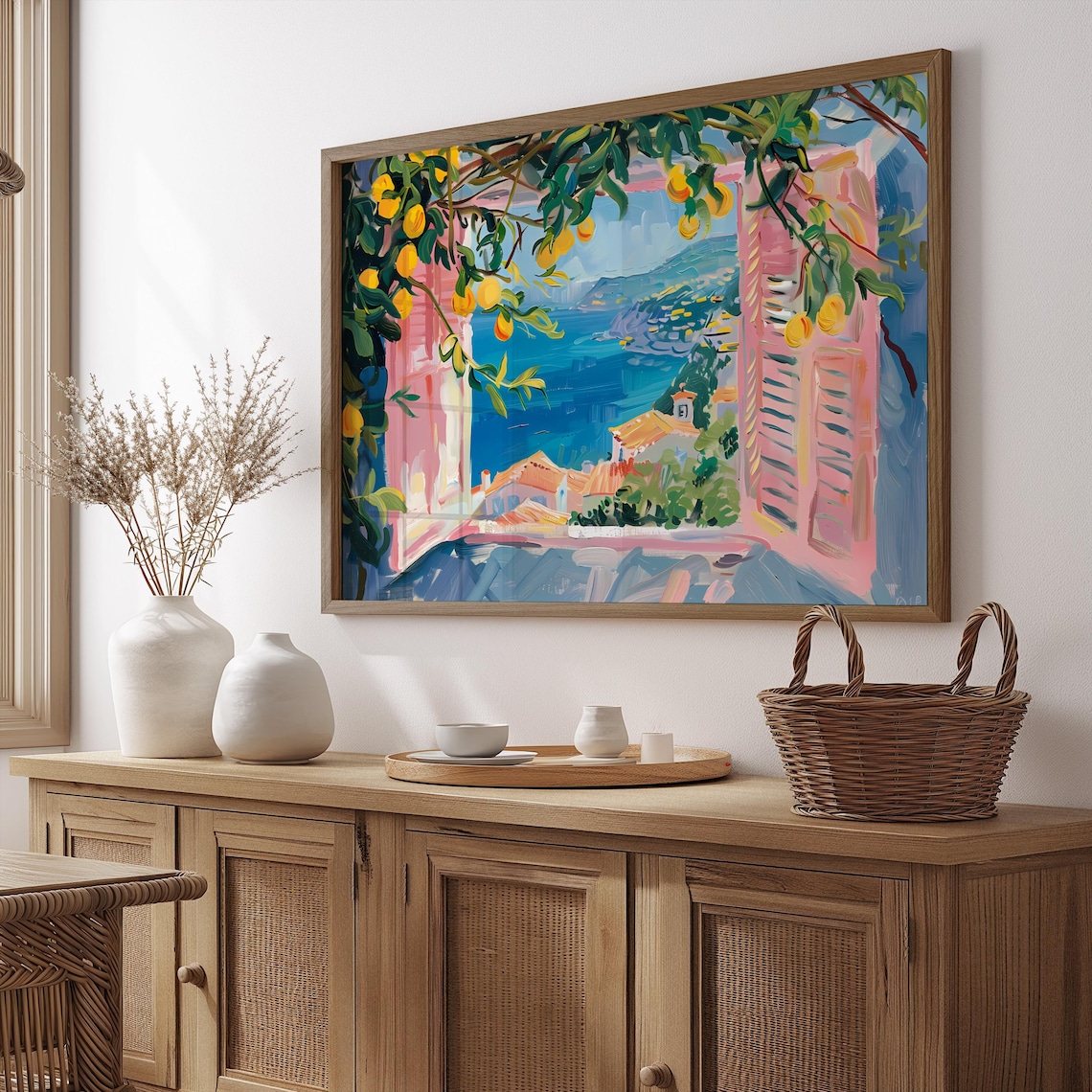 Mediterranean Coastal Art Print, Amalfi Coast Italy