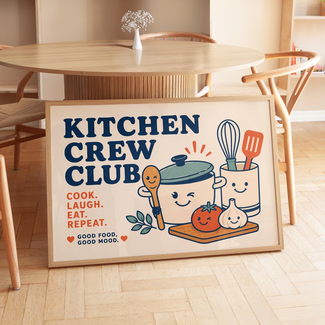 Kitchen Crew Club Poster, Funny Chef Gift