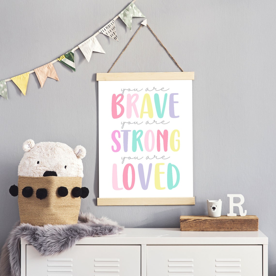 You Are Brave You Are Strong You Are Loved Nursery Wall Art Girl Toddler Room Decor Girl Nursery Print Inspirational Quote Art - Image 2