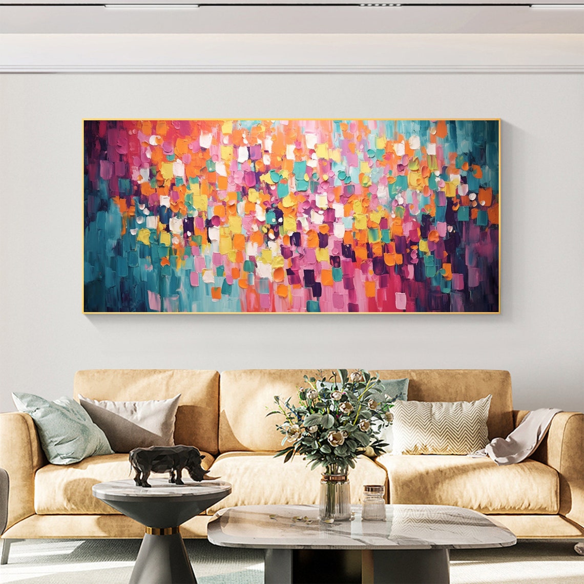 Colorful Confetti Abstract Mosaic Teal Orange Rainbow Dots Poster - Image 6