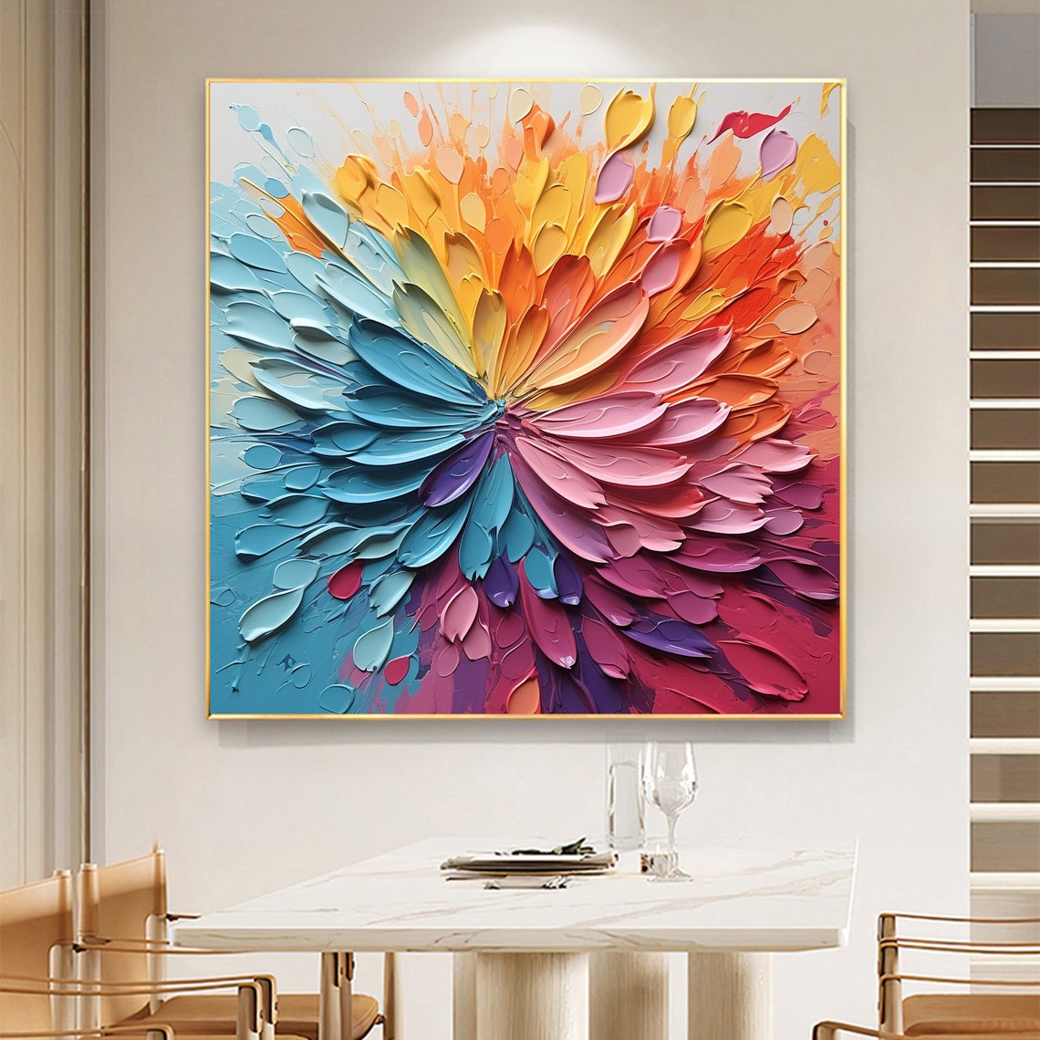 Explosive Abstract Flower Burst in Teal Orange and Pink Poster - Image 5
