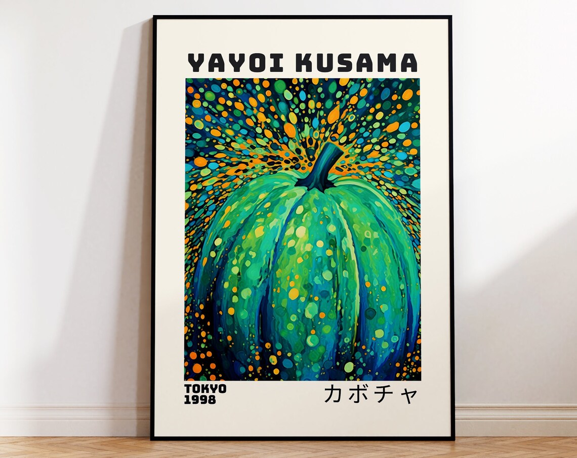 Yayoi Kusama Tokyo 1998 Green Dotted Pumpkin Exhibition Art Poster - Image 5