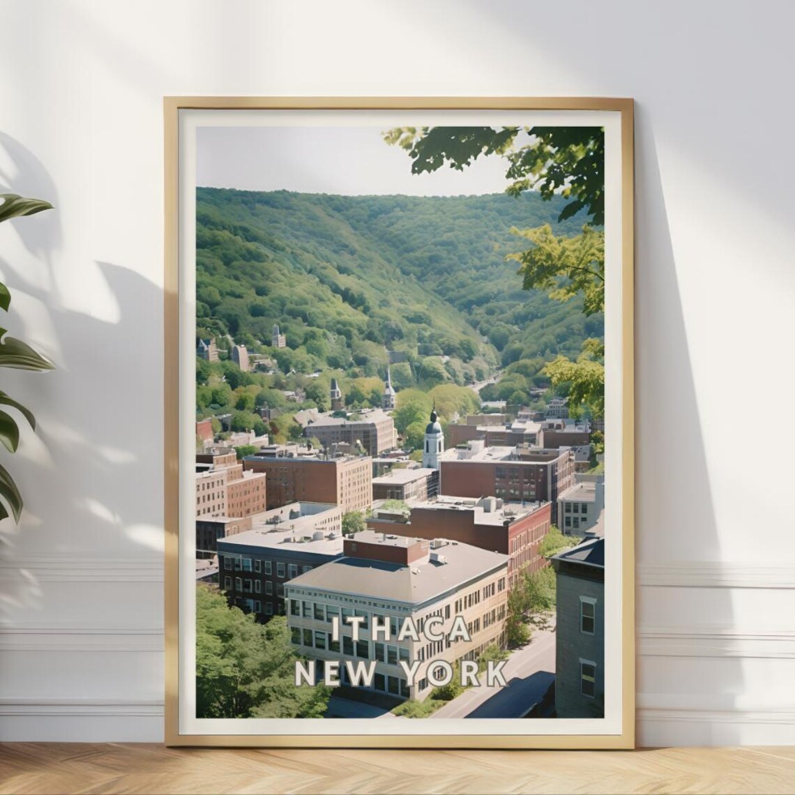 Ithaca New York Travel Poster, Scenic Cityscape
